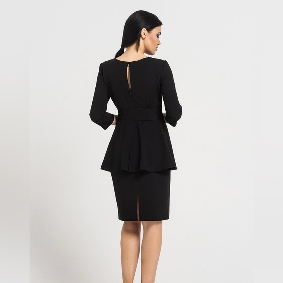 NWT Mina Audin,Defining Couture Craftsmanship,Black Peplum Power Dress,Size 40/8 - Picture 8 of 16